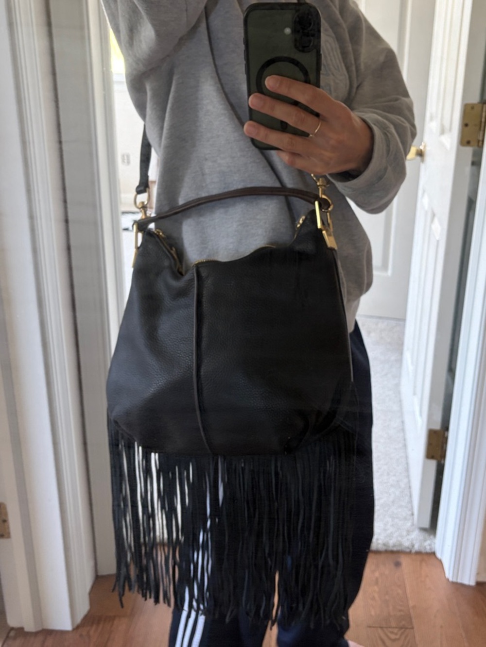 G.I.L.I. Black Leather Fringe Hobo Crossbody Bag | NWOT - Picture 15 of 16